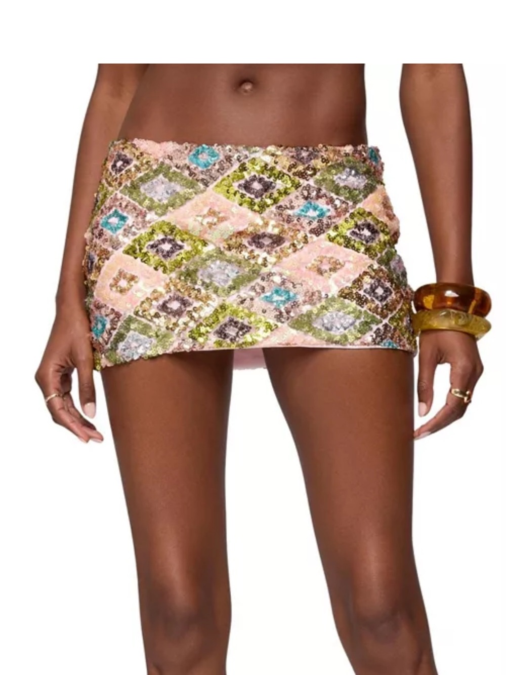Sequin Embroidered Mini Skirt